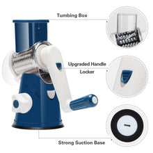 Load image into Gallery viewer, Rotary Cheese Grater Hand Crank Cheese Shredder for Fresh Cheese, Vegetable, Nuts,Non-slip Suction Base, Free Cleaning Brush Three Blades, Black