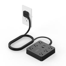 Load image into Gallery viewer, Black Surge Protector Power Strip, TESSAN Flat Plug Extension Cord 5 FT with 6 Outlets 3 USB Charger (1 USB C), 1700J Protection Multiple Outlets Charging Station for Home, Office, College Dorm Room