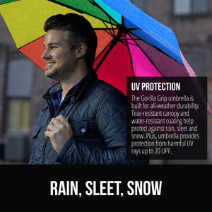 Windproof Compact Stick Umbrella for Rain, Travel One-Click Automatic Open and Close, Lightweight, Portable, Strong Reinforced Fiberglass Ribs, Easily Collapsible, Black