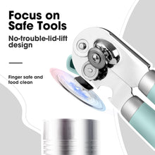 Load image into Gallery viewer, Beneno Can Opener Manual with Magnet, Hand Held Heavy Duty Can Opener with Durable Sharp Blade Smooth Edge, Big Effort-Saving Knob, Soft Grip Rubber Handle, Multifunctional Bottle Opener, Green