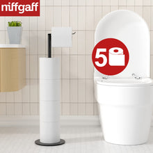 Load image into Gallery viewer, Toilet Paper Holder Stand and Dispenser for 4 Spare Rolls, Stainless Steel Free-Standing Toilet Tissue Paper Roll Storage Shelf