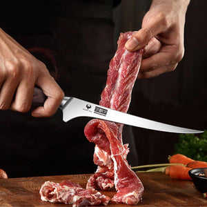 Fillet Knife 7 Inch, Professional High Carbon Stainless Steel Boning Knife for Meat, Ultra Sharp Japanese Fish Fillet Knives with Ergonomic Wood Handle