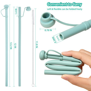 6PCS Extra Long Silicone Straws with Covers, Reusable Straws for 40 oz Tumbler, Compatible with Stanley 40oz Tumbler