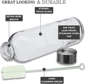 Brieftons Glass Water Bottles (Pack of 6) and Oil & Vinegar Dispensers (Pack of 2)