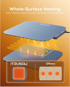 Electric Warming Tray - Full Surface Heating,Rollable & Portable,Premium Silicone Nano-Material,3 Temperature Settings,Auto Shut-Off -Versatile Food Warmer for Pizza, Meals, and More