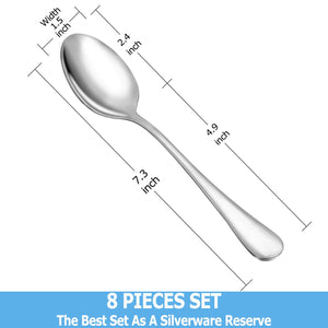 Dinner Spoon Set,16 Pcs 7.3" Tablespoons,Premium Food Grade 18/10 Stainless Steel Spoons,Durable Metal Spoons,Tablespoon,Silverware Spoons Only,Mirror Finish & Dishwasher Safe,Use for Home,Restaurant