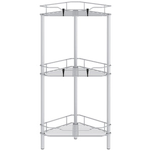 4 Tier Floor Standing Corner Shower Caddy Organizer Shelf with Hooks, Bathroom Shelves Stand Rack, Black