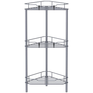 4 Tier Floor Standing Corner Shower Caddy Organizer Shelf with Hooks, Bathroom Shelves Stand Rack, Black
