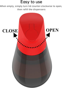 Brieftons Oil & Vinegar Dispensers: 2 x 18.6 Oz Leakproof Glass Oil Dispenser Bottles, Dual Condiment Dispensing Cruets, Easy Pouring with Auto Flip Cap & Stopper, Drip Free & Spill Free Design