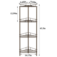 Load image into Gallery viewer, 4 Tier Floor Standing Corner Shower Caddy Organizer Shelf with Hooks, Bathroom Shelves Stand Rack, Black