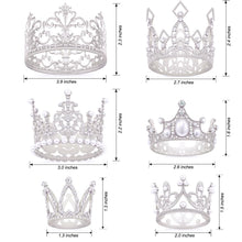 Load image into Gallery viewer, Gold Crown Cake Topper, 6 Pieces Happy Birthday Cake Toppers, Princess Crown Cake Decorations, Mini Crowns for Flower Arrangements, Birthday, Wedding, Party Decor (Gold-Ⅰ, 6)