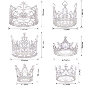 Gold Crown Cake Topper, 6 Pieces Happy Birthday Cake Toppers, Princess Crown Cake Decorations, Mini Crowns for Flower Arrangements, Birthday, Wedding, Party Decor (Gold-Ⅰ, 6)