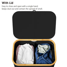Load image into Gallery viewer, SpaceAid Laundry Hamper with Lid, 110L Large Tall Clothes Basket Bin with Bamboo Handles, Collapsible Laundry Hamper for Bedroom, Bathroom, Dorm, Laundry Room - Black