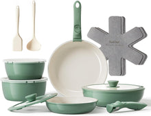 Load image into Gallery viewer, Redchef 17pcs Ceramic Pots and Pans Set Non Stick, Nonstick Kitchen Cookware Set with Detachable Handle, Non Toxic, PFAS PFOA &amp; PTFE Free, RV Ceramic Cookware Set for Camping, Dishwasher/Oven Saf