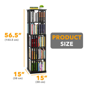 SpaceAid 6 Tier Rotating Bookshelf Tower, Bamboo Spinning Book Shelf, Revolving 360 Bookcase Storage Swivel Round Carousel, Vertical Rotate Turning Spiral Corner Organizer (6-Tier Walnut)