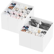 Load image into Gallery viewer, SpaceAid Shoe Organizer for Closet, 2 Pack Foldable Shoe Storage Containers Baskets Boxes Bins w/Adjustable Dividers, Fits 16-32 Pairs, Black