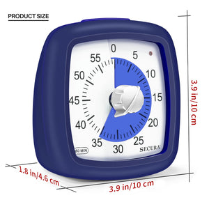 Secura 60-Minute Visual Timer, Silent Study Timer for Kids and Adults, Time Clocks, Time Management Countdown Timer for Teaching (Pink)