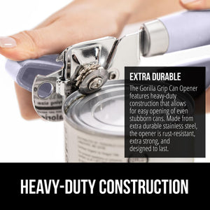 Heavy Duty Stainless Steel Smooth Edge Manual Can Opener and Bottle Openers, Soft Ergonomic Handle, Oversized Handheld Easy Turn Knob, Multifunctional Kitchen Tool, Black