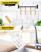 Load image into Gallery viewer, Pack of 4 Silicone Cooking Utensils Set, Non Stick Solid Spatulas and Heat Resistant Slotted Spoons with Wooden Handle, Ideal Wood Kitchen Utensils Set for Frying,Serving,Turning,Stirring (KHAKI)