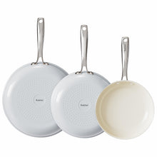 Load image into Gallery viewer, Redchef Nonstick Frying Pans Set, Ceramic Pan Skillet, Non Toxic Pans for Cooking, 8&quot; 9.5&quot; 11&quot; Ceramic Frying Pan Set PFAS &amp; PTFE &amp; PFOA Free with Stay Cool Handle, Dishwasher &amp; Oven Safe, Beige White