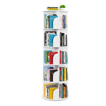 Load image into Gallery viewer, SpaceAid 4 Tier Rotating Bookshelf Tower, Spinning Bookcase Lazy Susan, Revolving 360 Book Shelf Storage Round Carousel, Vertical Rotate Turning Spiral Corner Organizer, White