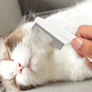 Multifunctional Pet Grooming Comb - 2023 New 2 in 1 Dual-Sided Comb for Tear Stain Removal, Massage and Grooming Small Dogs and Puppies (White)