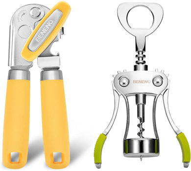 Premium Wing Corkscrew Wine Opener Can Opener Manual with Multifunctional Bottle Openers