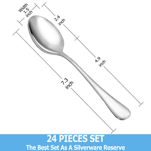 Dinner Spoon Set,16 Pcs 7.3" Tablespoons,Premium Food Grade 18/10 Stainless Steel Spoons,Durable Metal Spoons,Tablespoon,Silverware Spoons Only,Mirror Finish & Dishwasher Safe,Use for Home,Restaurant