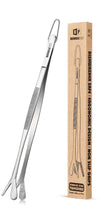 Load image into Gallery viewer, Fine Long Tweezers Tongs Professional Black, 10-Inch Stainless Steel for Kitchen, Food, Cooking, Repairing, Sea food and BBQ (SILVER)