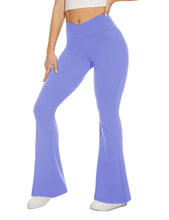 Load image into Gallery viewer, TNNZEET Black Flare Leggings for Women, Crossover Yoga Pants with Pockets Bootcut Flared Leggings