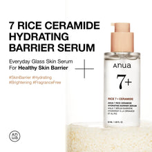 Load image into Gallery viewer, ANUA RICE CERAMIDE 7 HYDRATING BARRIER SERUM, Brightening, Hydrating Serum for Face, Rice, Hyaluronic Acid, Niacinamide, Fragrance-free, Non comodogenic, Glass Skin, Korean Skin Care, 50ml/1.69fl.oz.