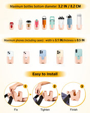 Load image into Gallery viewer, Universal Stroller Cup Holder with Mobile Phone Case, 2-in-1 Strollers Storage Rack, 360 Degrees Rotation Drink Holder for Bike, Pushchair, Wheelchair, Walker,Bicycle, Fits Most Cups