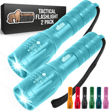 Load image into Gallery viewer, Powerful LED Tactical Flashlight, 750 FT High Lumens 5 Adjustable Modes, Water Resistant, Ultra Bright Zoom Flashlights, Small Mini Flash Light, Camping, Night Dog Walking, Turquoise