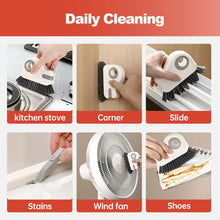 Load image into Gallery viewer, 2 in 1 Groove Cleaning Brush Window Track Cleaning Tools, 2024 New Hard Bristle Crevice Cleaning Brush with Hidden Scraper, Shutter Door Window Track Kitchen Cleaning Brushes Kit (1, Orange)
