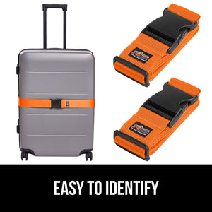 Heavy Duty 4 Pack Adjustable Luggage Straps for Suitcases, Easy to Identify Travel Belt Connector Holds Suitcase Together, Extends Life of Bag, Strap Connects Two Bags, Accessories Green