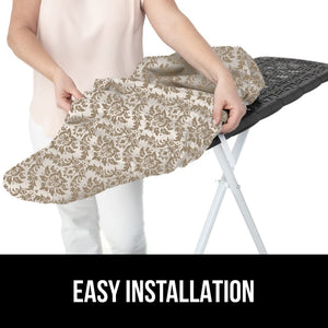 Ironing Board Cover and Pad, Silicone Coating, Thick Scorch Resistant Padding, Heavy Duty Iron Covers Standard Boards, Hook and Loop Fastener Strap, Silver, 15x54