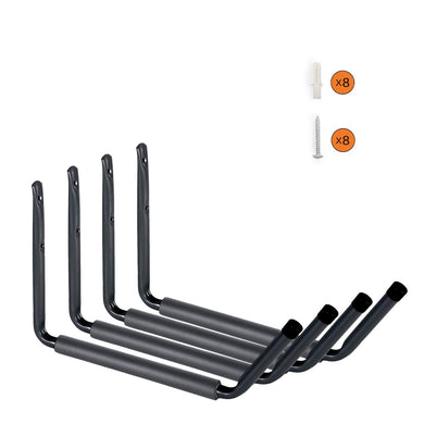 Wintek Heavy Duty Giant Arm Hang-It-All Wall Mount Storage Hook Rack for SUP & Surfboard, Ski & Snowboard, Skateboard, Longboard, Paddleboard|Home Garage Storage & Organization Hangers-4 Pack (Black)