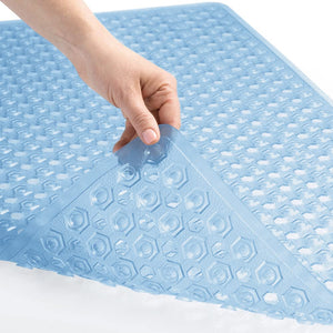 Bath Tub Shower Mat, Machine Washable Bathtub Floor Liner Mats, Suction Cups and Drain Holes to Keep Tubs Clean, Soft on Feet, Bathroom Essentials, 35x16 Inch, Clear