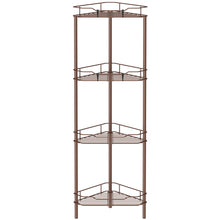 Load image into Gallery viewer, 4 Tier Floor Standing Corner Shower Caddy Organizer Shelf with Hooks, Bathroom Shelves Stand Rack, Black