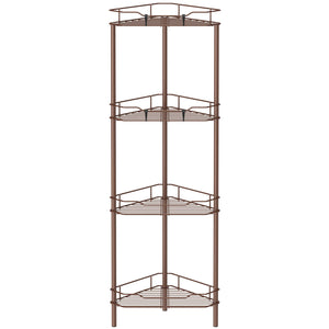 4 Tier Floor Standing Corner Shower Caddy Organizer Shelf with Hooks, Bathroom Shelves Stand Rack, Black