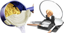 Load image into Gallery viewer, AUOON Clip On Pot Strainer and Pasta strainer and Silicone Utensil Rest,Pot lid holder with Drip Pad for Multiple Utensils,Dishwasher Safe,Heat ResistanSpoon,Rest for Stove Top,Kitchen Utensil Holder