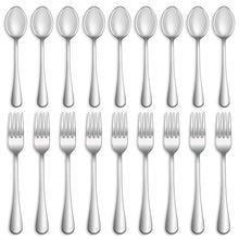 Load image into Gallery viewer, 16 Pcs Forks and Spoons Silverware Set,Food Grade Stainless Steel Flatware Cutlery Set for Home,Kitchen and Restaurant,Mirror Polished,Dishwasher Safe - 8 Dinner Fork(8 inch) and 8 Teaspoon(6.5 inch)