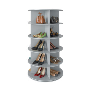 SpaceAid 7 Tier Rotating Shoe Rack Tower, Spinning Shoe Display Lazy Susan, Revolving 360 Shoe Rack Storage Round Carousel, Vertical Handbag Rotate Shoes Closet Organization (7-Tier White)