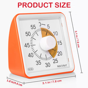 Secura 60-Minute Visual Timer, Classroom Timer, Countdown Timer for Kids and Adults, Time Management Tool for Teaching (Blue & Blue)