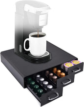 Load image into Gallery viewer, Coffee Pod Storage Drawer Coffee Capsule Organize Drawer Coffee Maker Holder Organizer,Compatible with 36 Capacity K-Cup or 48 Nespresso Capsule, Black