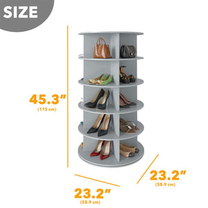 SpaceAid 7 Tier Rotating Shoe Rack Tower, Spinning Shoe Display Lazy Susan, Revolving 360 Shoe Rack Storage Round Carousel, Vertical Handbag Rotate Shoes Closet Organization (7-Tier White)