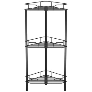 4 Tier Floor Standing Corner Shower Caddy Organizer Shelf with Hooks, Bathroom Shelves Stand Rack, Black