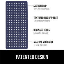 Load image into Gallery viewer, Bath Tub Shower Mat, Machine Washable Bathtub Floor Liner Mats, Suction Cups and Drain Holes to Keep Tubs Clean, Soft on Feet, Bathroom Essentials, 35x16 Inch, Clear