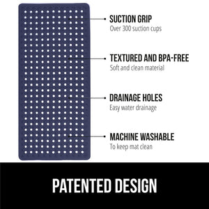 Bath Tub Shower Mat, Machine Washable Bathtub Floor Liner Mats, Suction Cups and Drain Holes to Keep Tubs Clean, Soft on Feet, Bathroom Essentials, 35x16 Inch, Clear