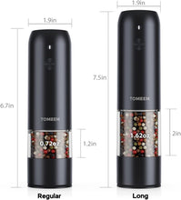 Load image into Gallery viewer, Upgraded Larger Capacity: Electric Salt and Pepper Grinder Set Rechargeable with LED lights - Stainless Steel Automatic Pepper and Salt Grinder Refillable with 6 Adjustable Coarseness